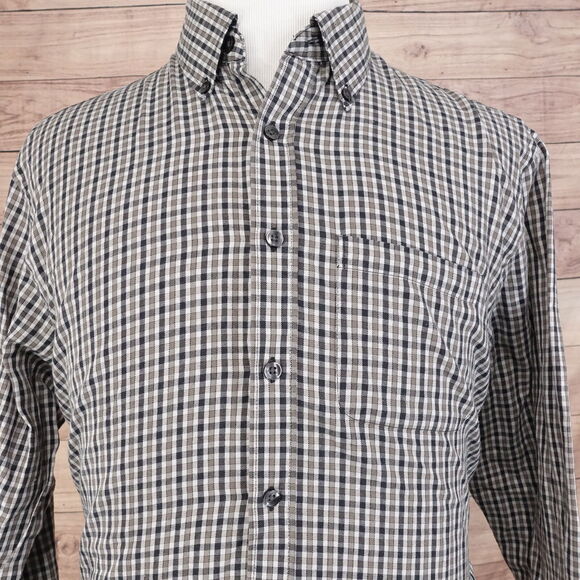 VAN HEUSEN CHECK BUTTON DOWN SHIRT MENS SIZE L LARGE 16-16.5 - Picture 1 of 6